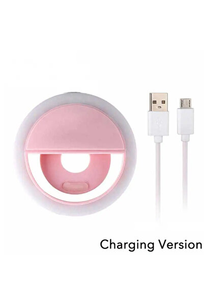 Choice حلقة إضاءة سيلفي LED وردية اللون قابلة للشحن عبر منفذ USB، عدسة هاتف م...