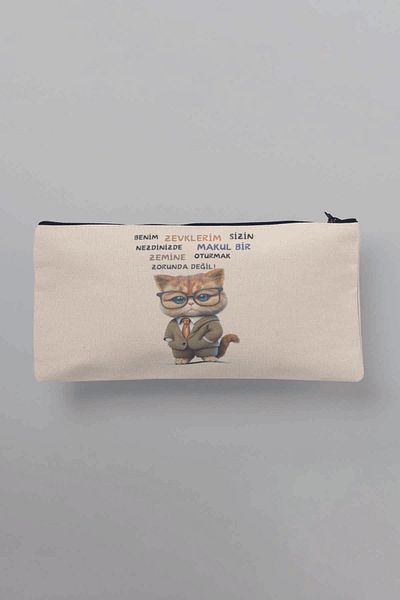 qoeuyl boutique Αστεία υφασμάτινη τσάντα μακιγιάζ με στάμπα και πορτοφόλι με μολύβι