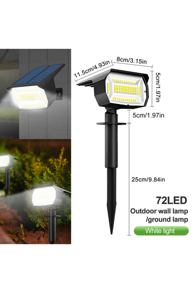 Choice 1 قطعة 72LED ضوء أبيض 72/68 LED أضواء المناظر الطبيعية الشمسية IP65 لل...