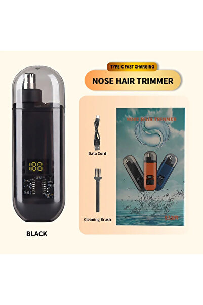 Heinast ماكينة قص شعر الأذن والأنف المحمولة الكهربائية 2 في 1 باللون الأسود 2024 احترافية بدون ألم محمولة