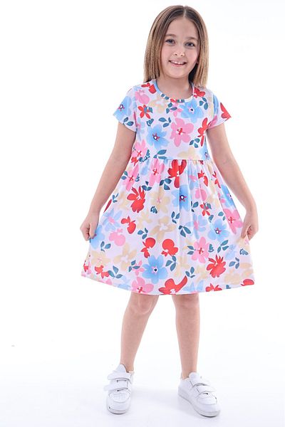 Teymbaby Girl's Colorful Floral Printed Dress