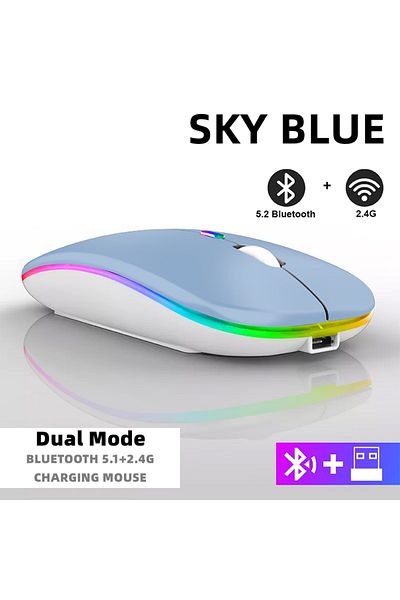 Choice4 Dual Mode Wireless Tablet Phone Computer Bluetooth Wireless Mouse Rechargeable RGB Backlight Mice fo