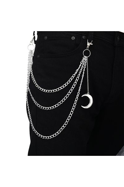 Choice سلسلة قلادة على شكل قمر باللون الفضي على بنطلون الجينز للنساء سلاسل مفاتيح بانك للرجال Egirl eBoy Harajuku