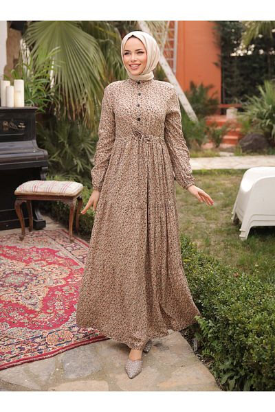 SAHRA BUTİK ΦΟΡΕΜΑ ΜΙΣΟ ΠΑΤΙΛΙ - Κρέμα - SAHRA BUTIK