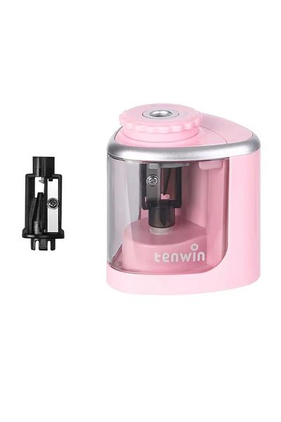 Choice Pink TENWIN 1pc Electric Single Hole Pencil Sharpener, Suitable for 6-8mm Pencils, School/office Qui
