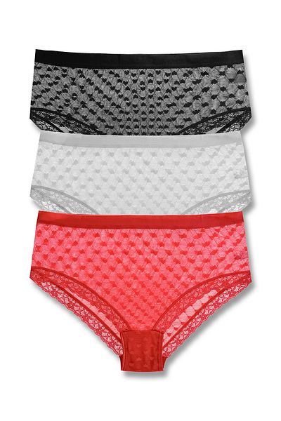 HNX 3 Pcs Lace High Waist Women Panties