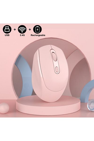 congdi Rechargeable Pink Wireless Mouse, 2.4g Ergonomic Optical Mouse, Computer Mouse For Laptop, Pc,chrome