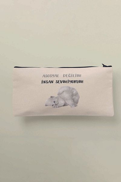 qoeuyl boutique Δεν είμαι ανθρωποκτόνος Δεν μου αρέσουν οι άνθρωποι Νο: 5 Πορτοφόλι με θήκη για στυλό τσάντα μακιγιάζ με στάμπα