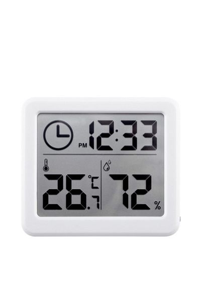 Choice White With Battery Digital Clock Desk Clock With Temperature Humidity Wall Clocks For Home Kitchen