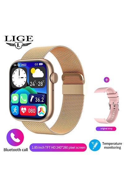 Choice Mesh Belt Gold Lige New Smart Watch 2025 Wireless Charging Smartwatch Bluetooth Calls Men Women Smar