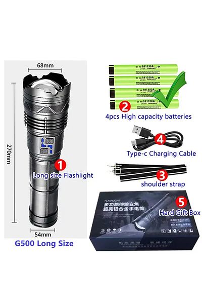 Choice GT60 Hard Gift Box High Power Led Flashlight Super Bright Long Range Torch Rechargeable Ultra Powerf