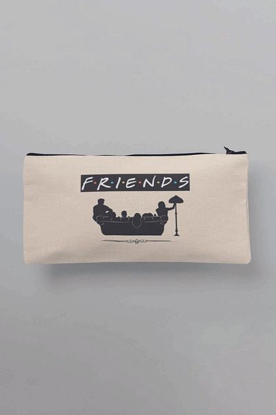 qoeuyl boutique Πορτοφόλι θήκης για στυλό Friends Black Printed υφασμάτινη τσάντα μακιγιάζ