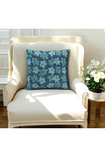 ASDİVA Husa de perna albastra decorativa cu model margarete 43x43