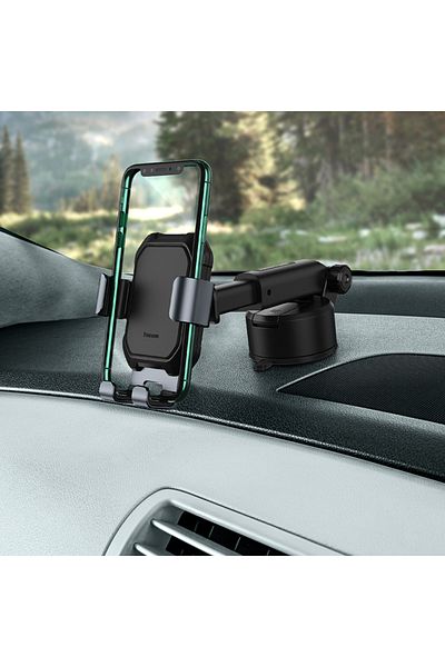 Baseus Tarnish Black Gravity Car Phone Holder Suction Cup Adjustable Universal Holder Stand In Car G