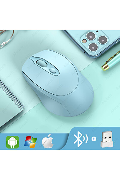 Choice4 Blue Aieach Rechargeable Wireless Bluetooth Mouse Silent WIRELESS COMPUT MOUS USB Ergonomic Gamer Mo