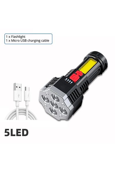 ESMARTER H912 5LED High Power Rechargeable Led Flashlights 7LED Camping Torch With Cob Side Light Lightweight