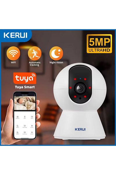 Choice UK Plug KERUI 5MP Tuya Smart Mini WiFi IP Camera Indoor Wireless Home Security AI Human Detect CCTV