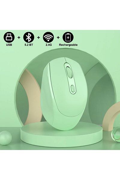 congdi Green Wireless Silent Mouse Bluetooth-compatible 2.4G Dual Mode Rechargeable Optical Mouse 1600 DPI