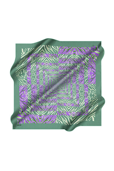 Aker Geometrik Desenli İpek Krep Saten Eşarp