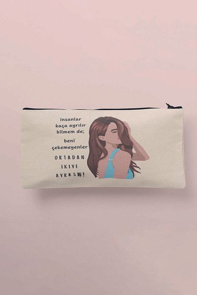 qoeuyl boutique Πορτοφόλι θήκης για στυλό τσάντας μακιγιάζ με τυπωμένη υφασμάτινη τσάντα