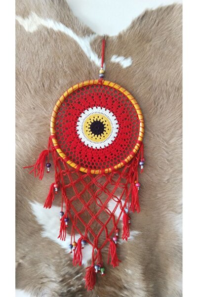 semiramis Düş Kapanı, Rüya Kapanı, Dream Catcher 50 Cm Boy 23cm Çapında Kırmı...