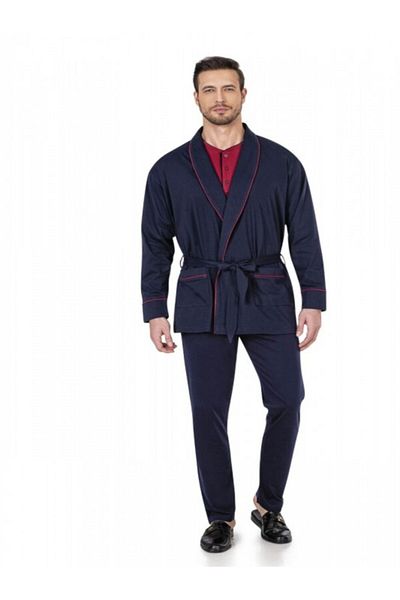 Pierre Cardin Men's Navy Blue Knitwear Pajama Set Groom Dowry Set