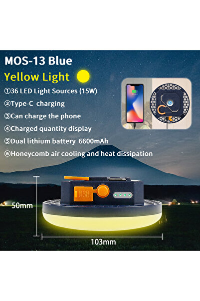 Choice MOS-13B-Yellow MOSLIGHTING Camping Light Rechargeable Portable Suspens...