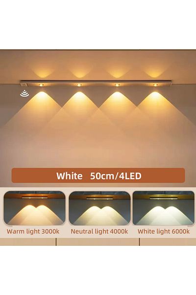 CENSHION White 50CM 3color in 1 lamp Cabinet Light USB Rechargeable Motion Sensor Ultra-thin Night Light for
