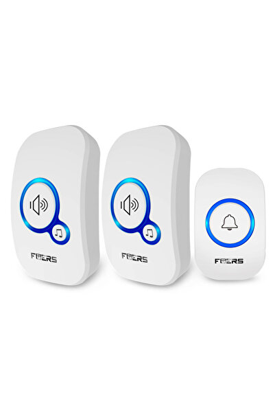 Choice22 طقم جرس باب لاسلكي أبيض KIT3 Fuers بمعيار أوروبي، مقاوم للماء، جرس ت...