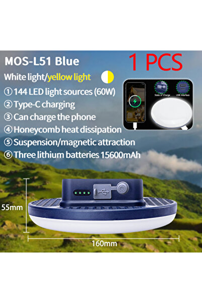 Choice MOS-L51 أزرق 1 قطعة MOSLIGHTING مصباح تخييم قابل لإعادة الشحن للاستخدا...