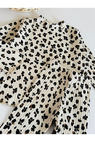 aryakids Baby Girl Child Leopard Patterned Flexible Camisole Seasonal Top and Bottom Set