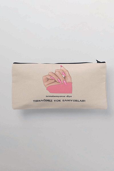 qoeuyl boutique Πιστεύουν ότι δεν έχουμε νύχια και λένε ότι δεν γρατσουνίζουμε Έντυπη υφασμάτινη τσάντα μακιγιάζ Πορτοφόλι με θήκη για στυλό