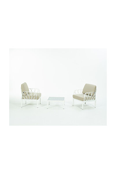 Novussi GARDA Sofa Set 1+1+Sehpa BEJ Minderli