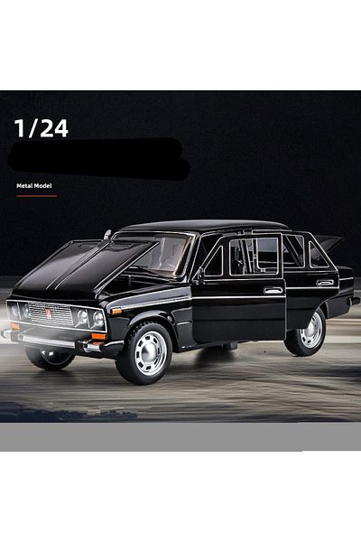 Choice نموذج سيارة لعبة LADA سوداء بمقياس 1/24 من سبائك معدنية مصبوبة بـ 6 أبواب مفتوحة للسحب والصوت والضوء نموذج مصغر C