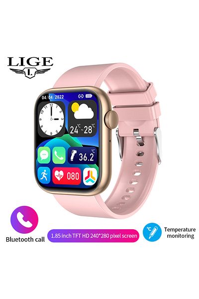 Choice Pink Lige New Smart Watch 2025 Wireless Charging Smartwatch Bluetooth Calls Men Women Smartwatches F