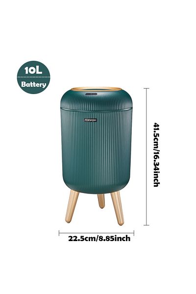 Choice 10l Dark Green With Feet Automatic Trash Can With Lid, Small Plastic Smart Trash Can, Motion Sensor