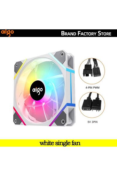 Choice شريط إضاءة RGB أبيض A-RGB من Aigo Am12pro RGB Fan Ventoinha 120 مم، مروحة هيكل كمبيوتر PWM 12 سم، أبيض
