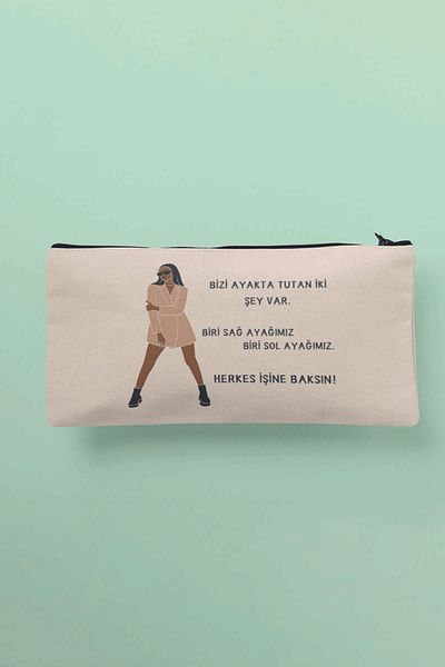 qoeuyl boutique Πορτοφόλι μολυβοθήκης υφασμάτινη τσάντα μακιγιάζ με στάμπα