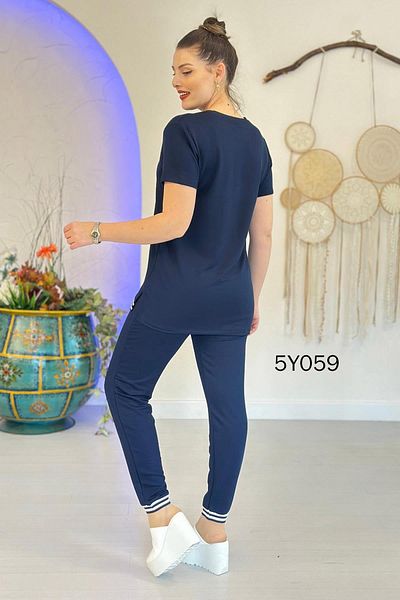 İnce Topuk V-Neck Short Sleeve Crystal Fabric Suit 5Y059