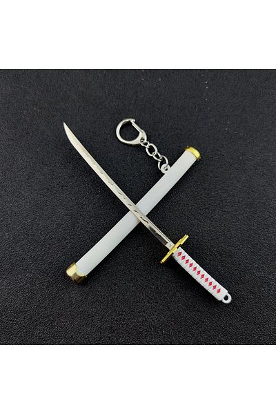 Choice سلسلة مفاتيح K769-White Mini Roronoa Zoro Samurai Sword Keyring Anime Scabbard Keyring Katana Buckle Keyring