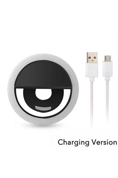 congdi حلقة إضاءة LED سوداء مع شحن USB وضوء حلقي LED متوافق مع هواتف iPhone وSamsung وXiaomi وP