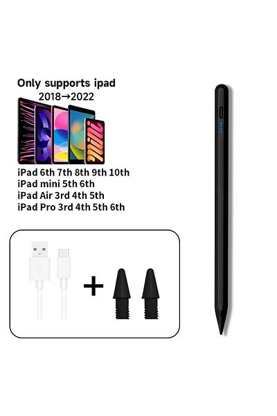 Choice قلم Apple Pencil 2 باللون الأسود لجهاز iPad Pen Palm Rejection Stylus لجهاز iPad Pro Mini 6 Air 2022 2021 2020 2019