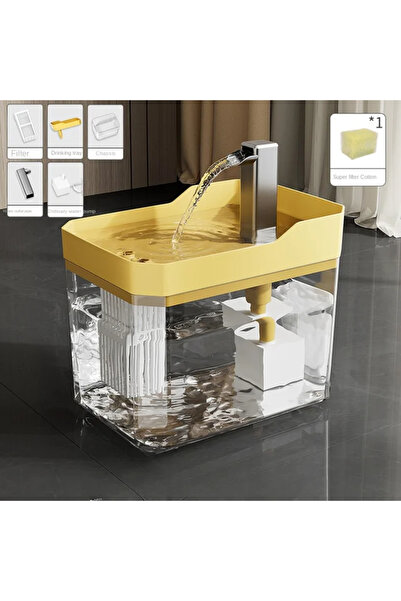 Choice نافورة مياه للقطط الصفراء سعة 1.5 لتر مع فلتر تلقائي ومرشح شفاف للقطط ...