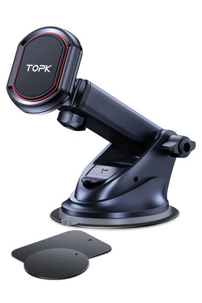 Choice حامل هاتف مغناطيسي للسيارة من TOPK، حامل لوحة القيادة العالمي للزجاج ا...