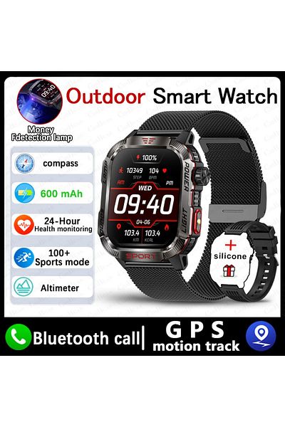 Choice Black mesh belt New For Huawei Xiaomi Military GPS Smart Watch Men Flashlight Compass Waterproof Out