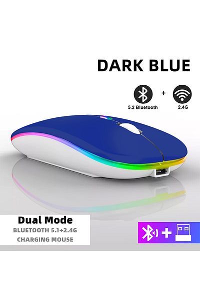 Choice Dual Mode Wireless Tablet Phone Computer Bluetooth Wireless Mouse Rechargeable RGB Backlight Mice fo
