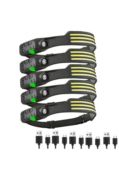 Choice4 5 قطع من مصابيح الرأس القوية COB LED التعريفي المدمجة مع بطارية قابلة...