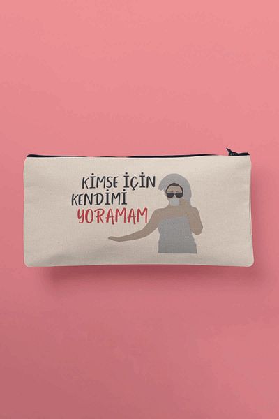 qoeuyl boutique Δεν το θέλω για κανέναν Πορτοφόλι με στυλό τσάντα μακιγιάζ με στάμπα