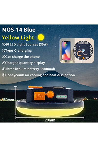 Choice MOS-14B-Yellow MOSLIGHTING Camping Light Rechargeable Portable Suspens...