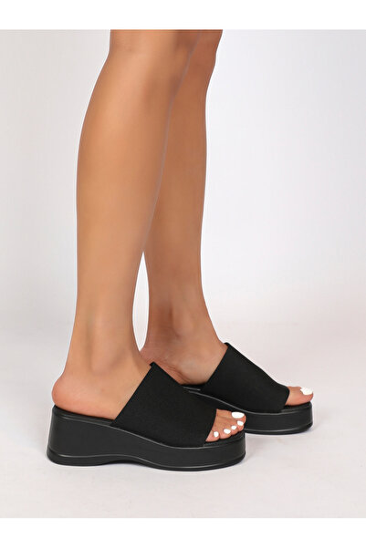 Sneak-a-Peek By Styli Solid Slip On Wedge Heel Sandals